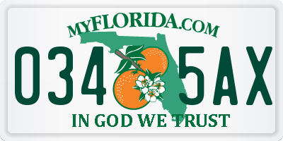FL license plate 0345AX