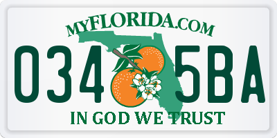 FL license plate 0345BA