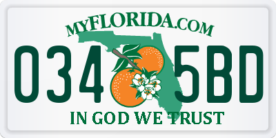 FL license plate 0345BD