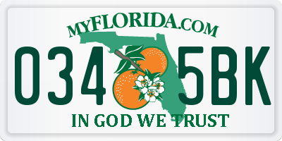 FL license plate 0345BK