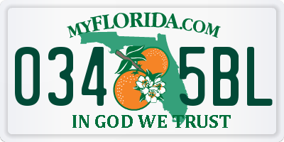 FL license plate 0345BL