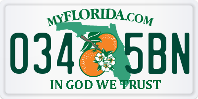 FL license plate 0345BN