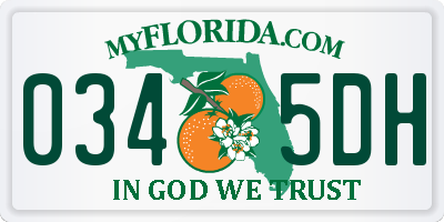 FL license plate 0345DH