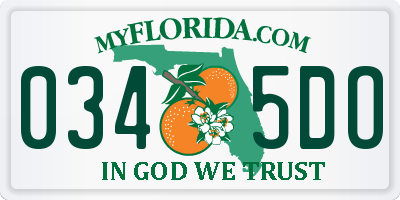 FL license plate 0345DO