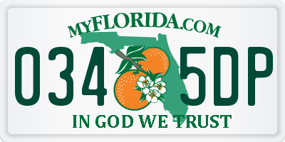 FL license plate 0345DP