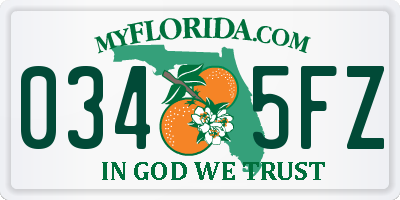 FL license plate 0345FZ