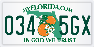 FL license plate 0345GX