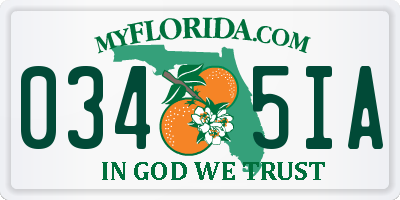 FL license plate 0345IA