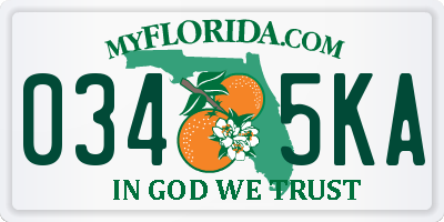 FL license plate 0345KA
