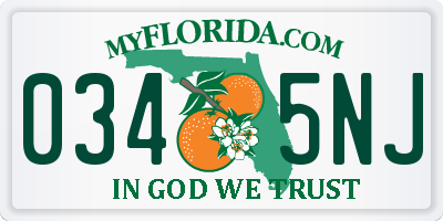 FL license plate 0345NJ