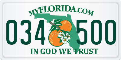 FL license plate 0345OO