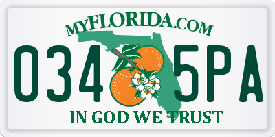 FL license plate 0345PA