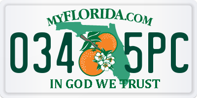 FL license plate 0345PC