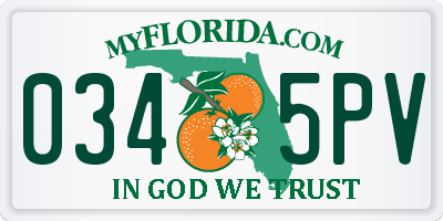 FL license plate 0345PV