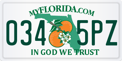 FL license plate 0345PZ