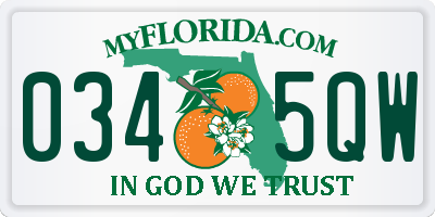 FL license plate 0345QW