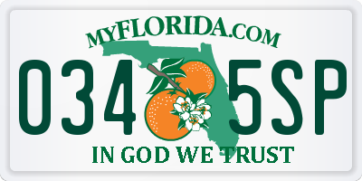 FL license plate 0345SP