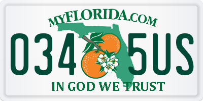FL license plate 0345US