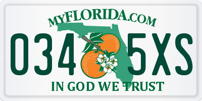 FL license plate 0345XS