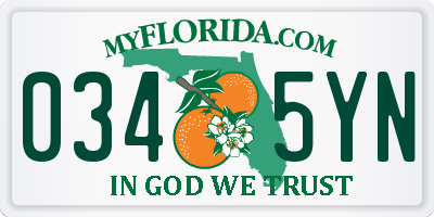FL license plate 0345YN