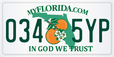 FL license plate 0345YP