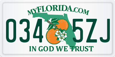 FL license plate 0345ZJ