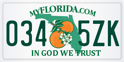 FL license plate 0345ZK