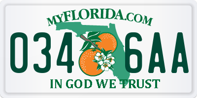 FL license plate 0346AA