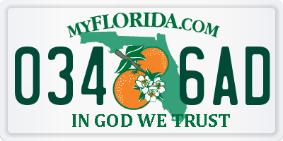 FL license plate 0346AD