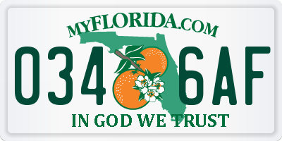 FL license plate 0346AF