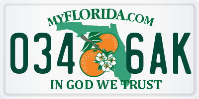 FL license plate 0346AK