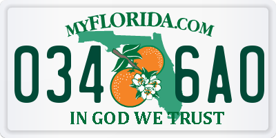 FL license plate 0346AO