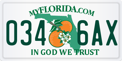 FL license plate 0346AX