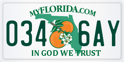 FL license plate 0346AY