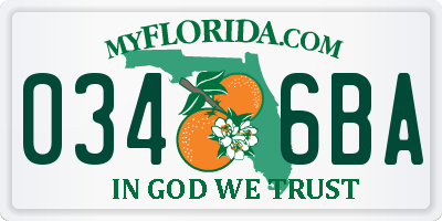 FL license plate 0346BA