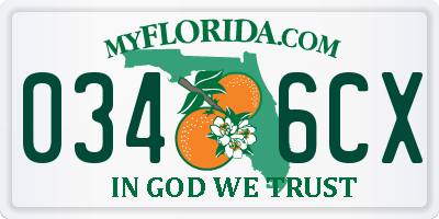 FL license plate 0346CX