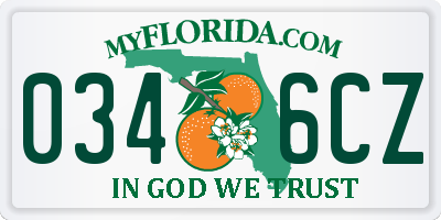 FL license plate 0346CZ