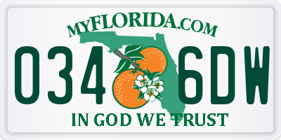 FL license plate 0346DW