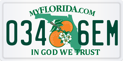 FL license plate 0346EM