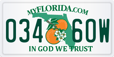FL license plate 0346OW