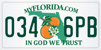 FL license plate 0346PB