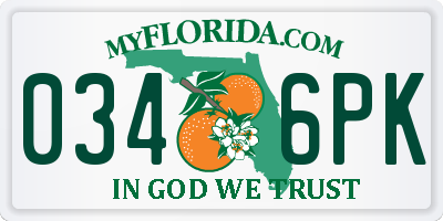 FL license plate 0346PK
