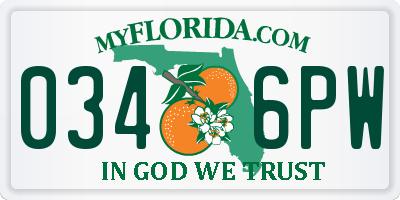 FL license plate 0346PW