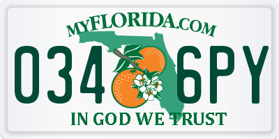 FL license plate 0346PY