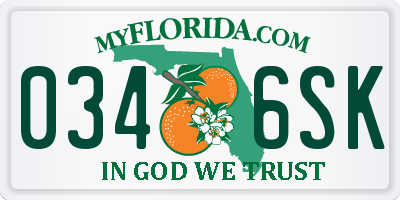 FL license plate 0346SK