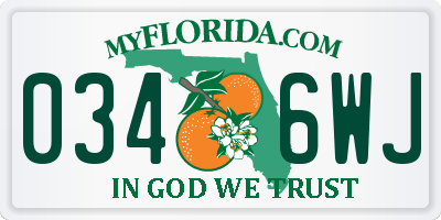 FL license plate 0346WJ