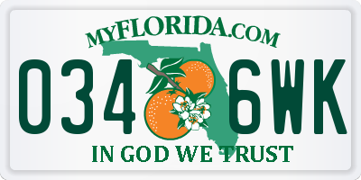 FL license plate 0346WK