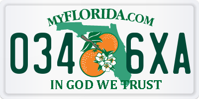 FL license plate 0346XA
