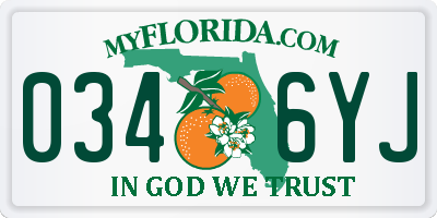 FL license plate 0346YJ