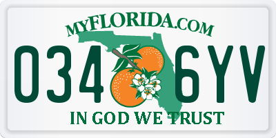 FL license plate 0346YV